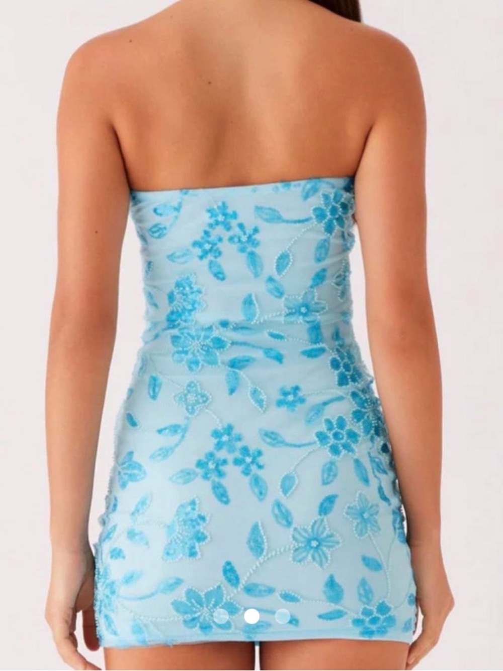 Peppermayo Tiffany Blue Strapless Sequin Mini Dress - Picture 3 of 13